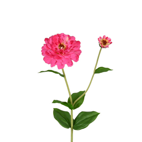 Zinnia Flower and Bloom Stem - 26 Inch - Pink - Set of 6