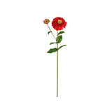 Zinnia Flower and Bloom Stem - 26 Inch - Red - Set of 6