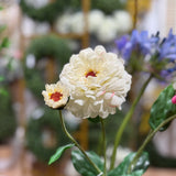 Zinnia Flower and Bloom Stem - 26 Inch - White - Set of 6