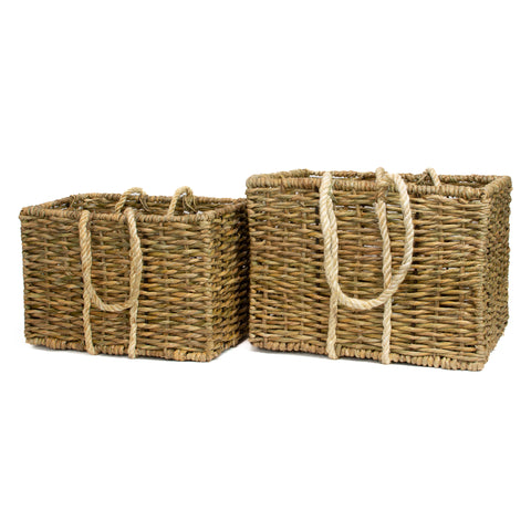 Seagrass Market Basket With Handles - 2 Piece Set