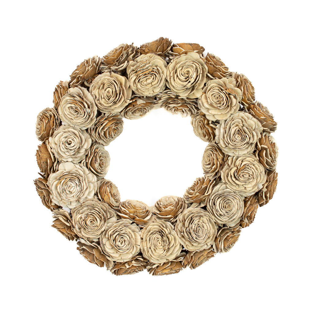 Shola Cottage Rose 18" Natural Wreath