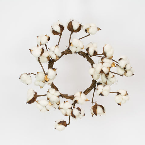 Cotton Boll Wreath Faux - 12 Inch