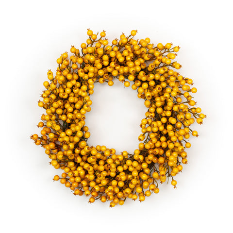 Yellow Berry Wreath - 24 Inch