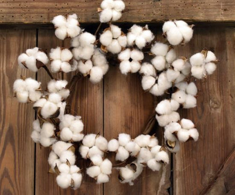 Cotton Boll Wreath Faux - 12 Inch