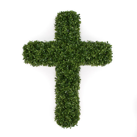 Faux Boxwood Cross - 26" x 18"