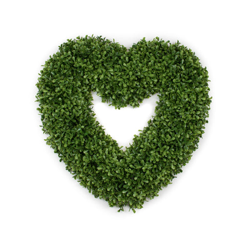 Faux Boxwood Wreath Heart - 17 Inch