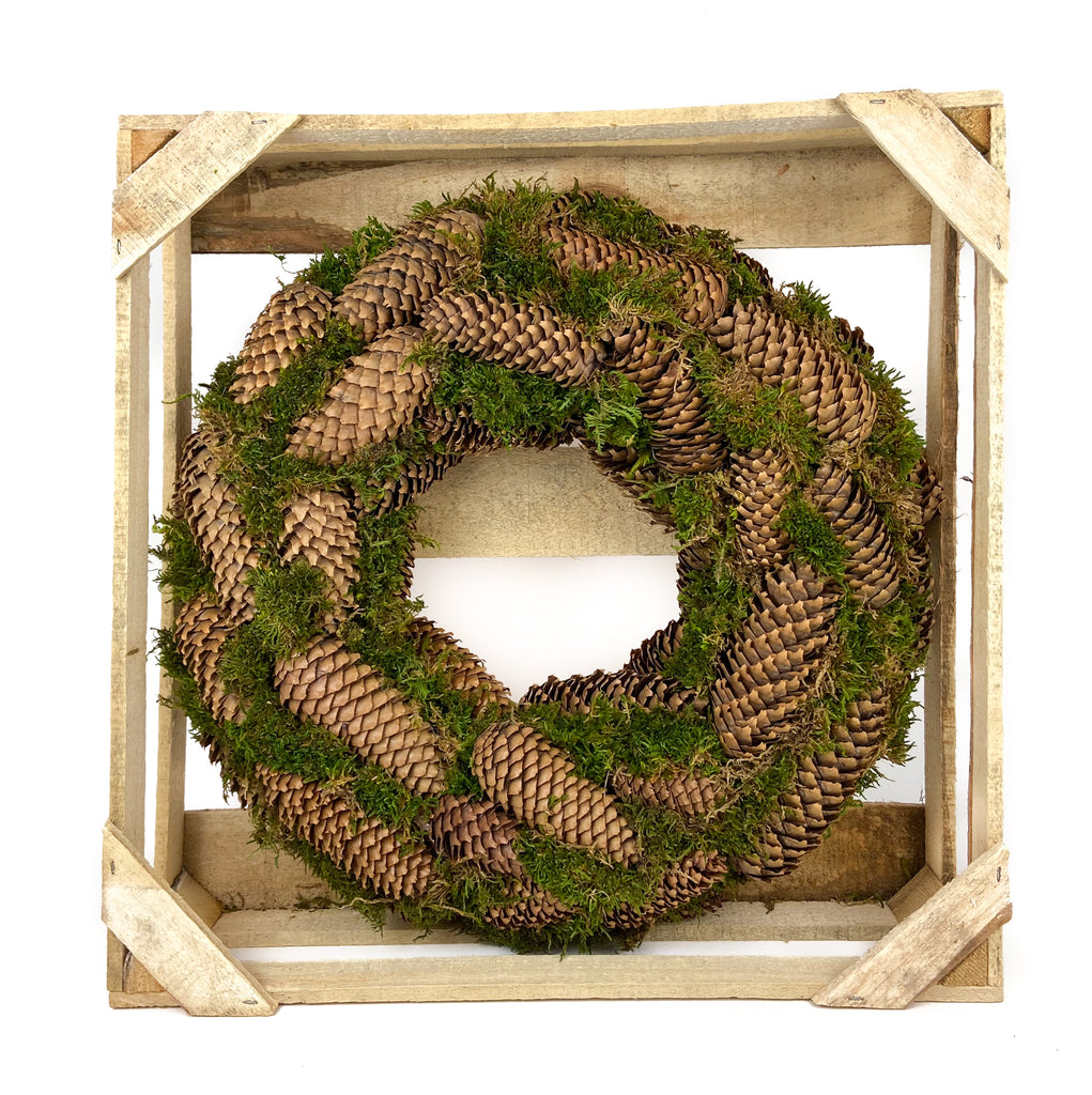 Natural Spruce Pine Cones and Moss Wreath