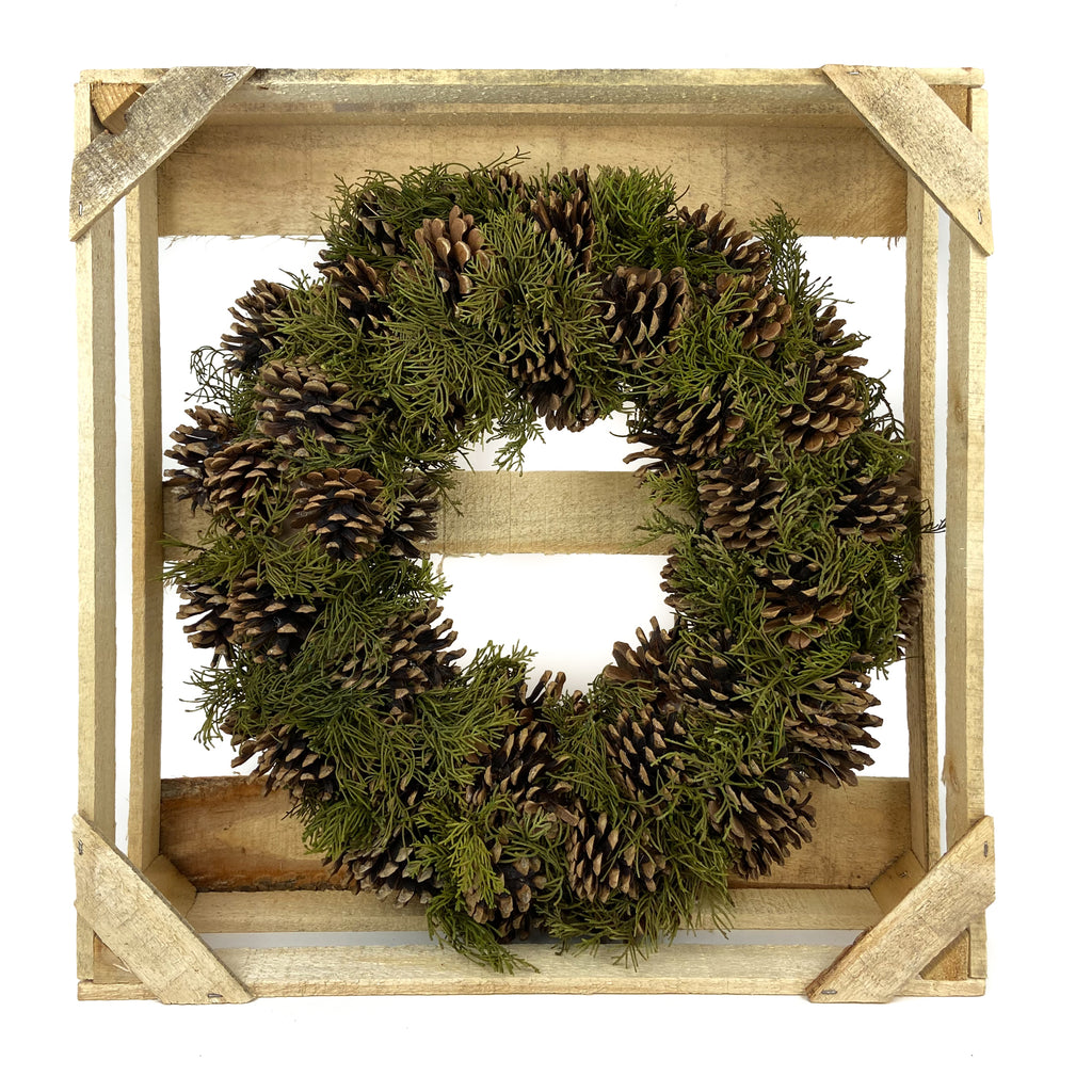 Natural Pine Cone and Evergreen Wreath 19 - Inches
