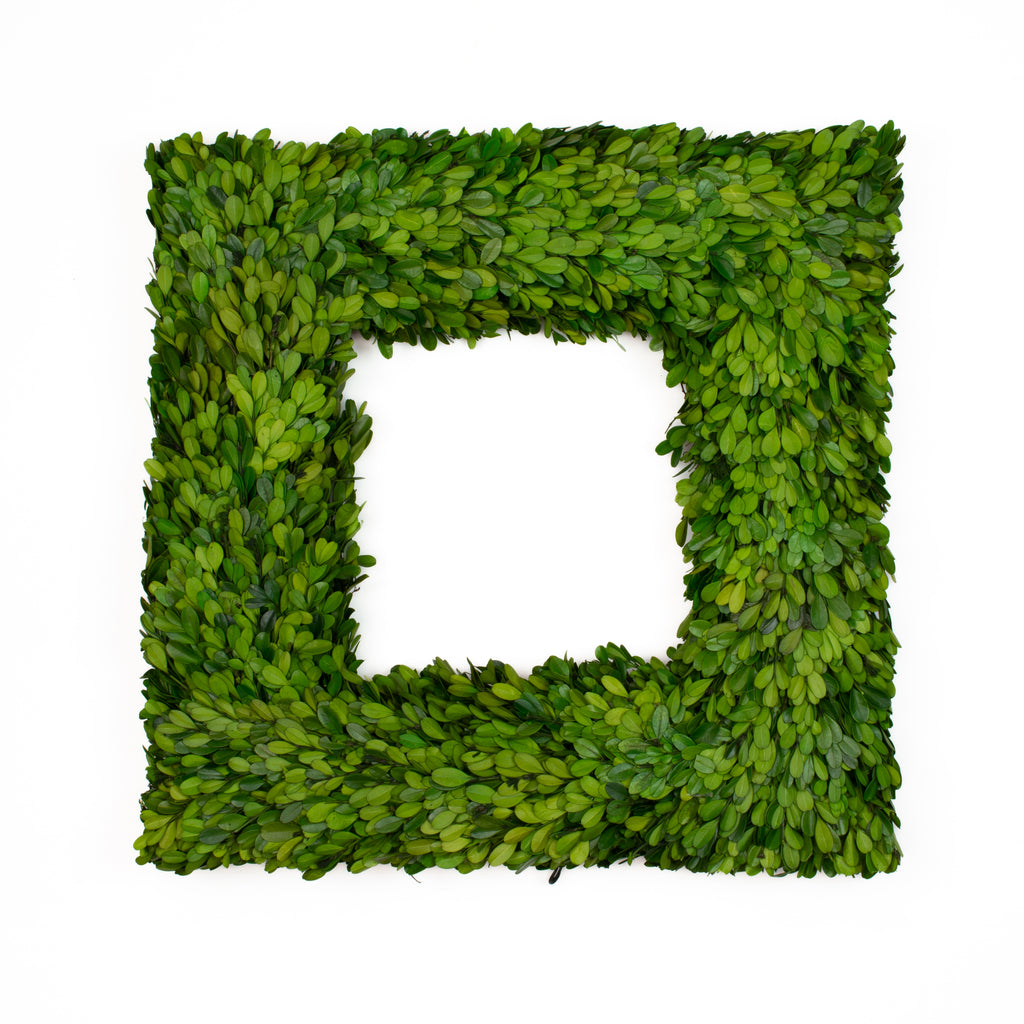 Preserved Boxwood Square Wreath - 20 Inch