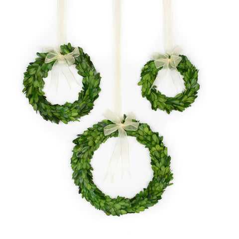 Preserved Boxwood Round Wreath - 3 Piece Set