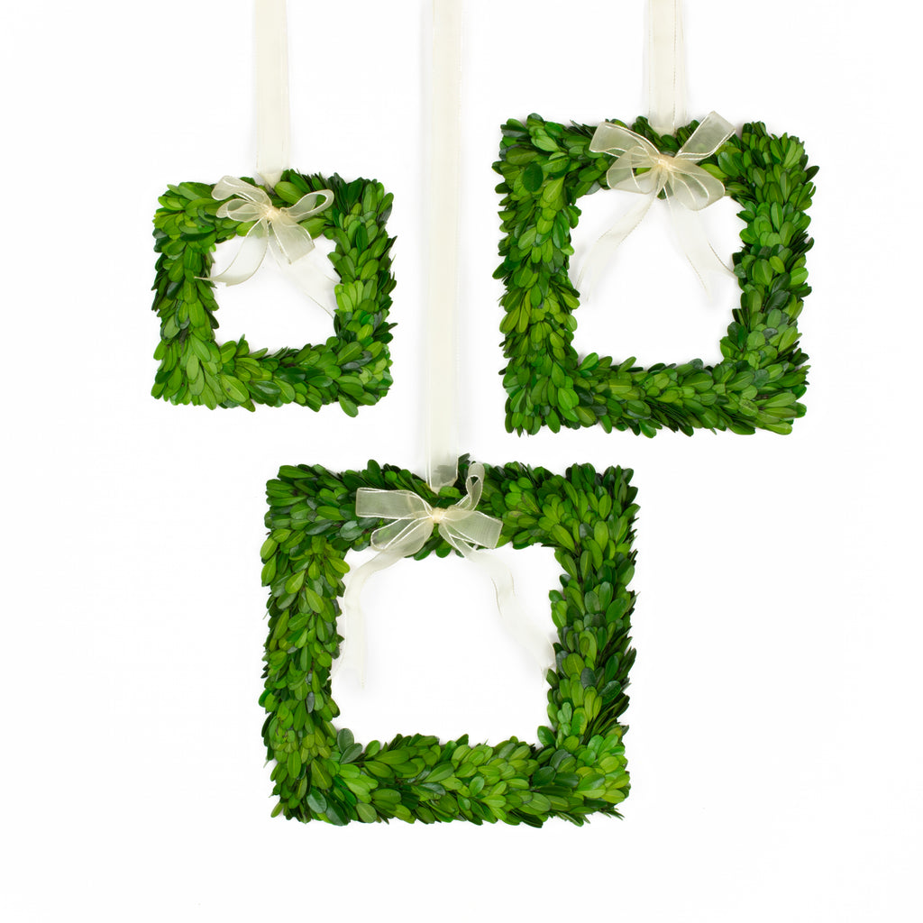 Preserved Boxwood Square Wreath (Set of 3 Pieces)