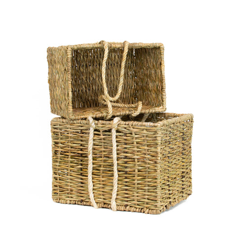 Seagrass Market Basket With Handles - 2 Piece Set