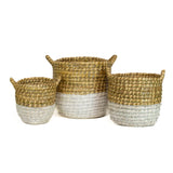 Seagrass Round Tote Baskets - 3 Piece Set