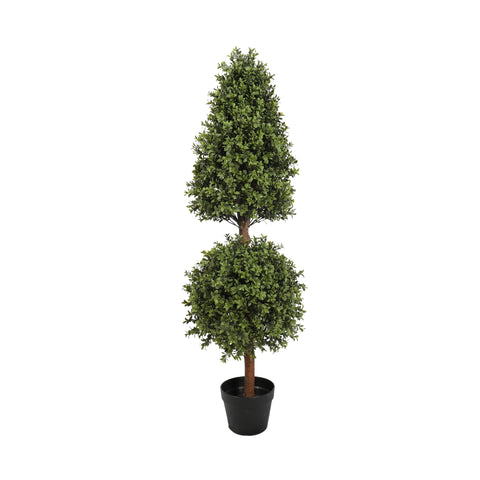 Topiario de 48 pulgadas con forma de cono y bola de madera de boj UV