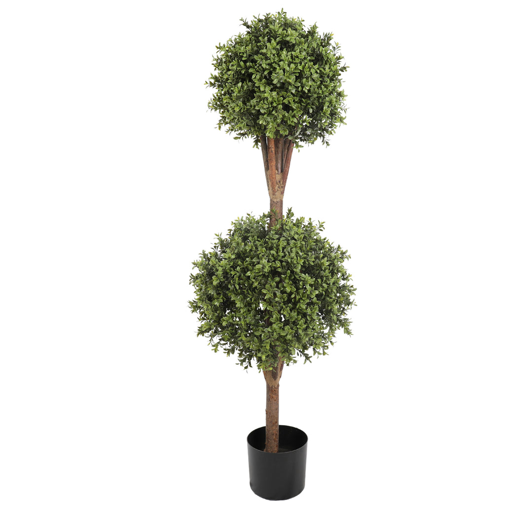 Topiario de madera de boj con doble bola y efecto UV de 48"